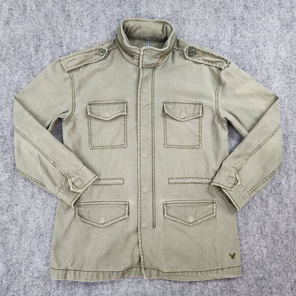 American Eagle Outfitters Jackets & Blazers - American Eagle Jacket Womens Medium Green Full Zip Button Up Military Chore Coat